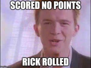 rick rolled foosball